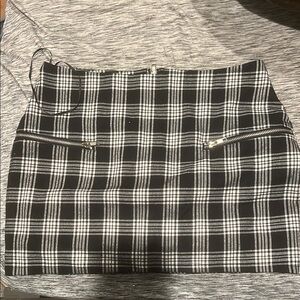 Plaid Black and White Skirt